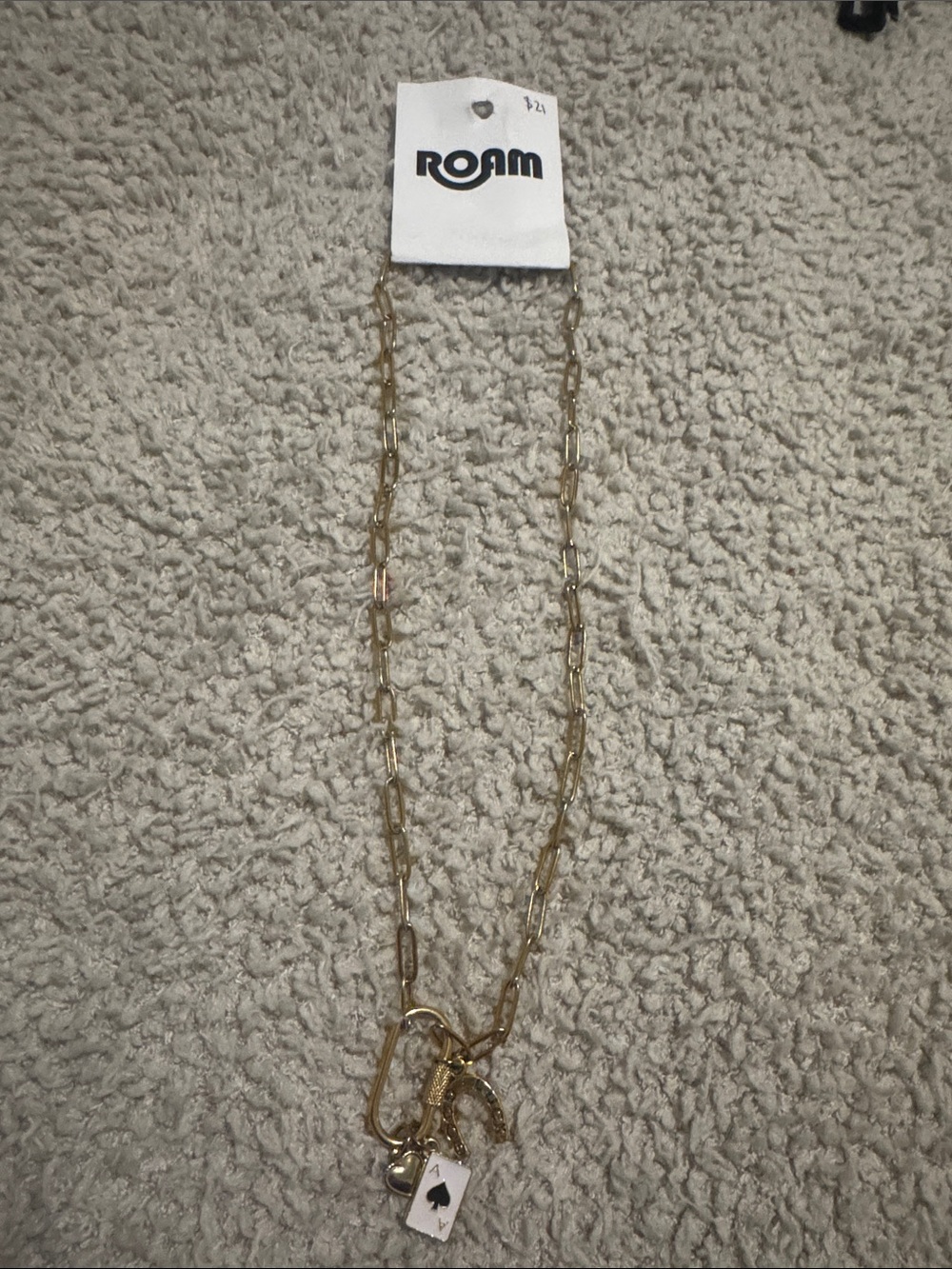 ROAM Gold Link Necklace with Mixed Charms